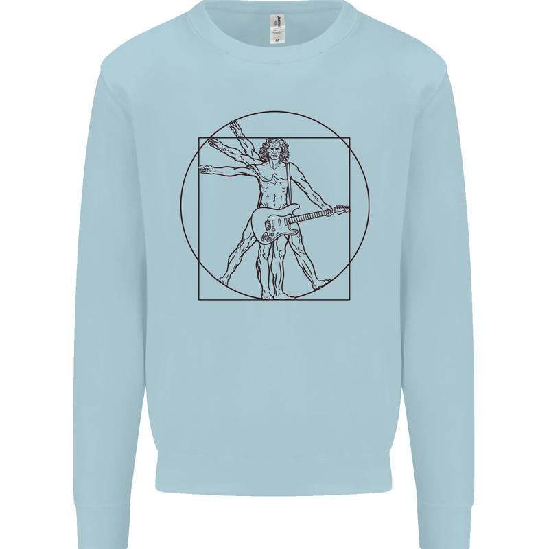 Guitar Vitruvian Man Guitarist Mens Sweatshirt Jumper Light Blue