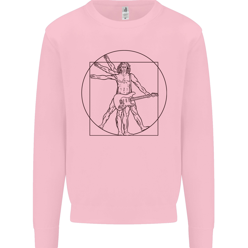 Guitar Vitruvian Man Guitarist Mens Sweatshirt Jumper Light Pink