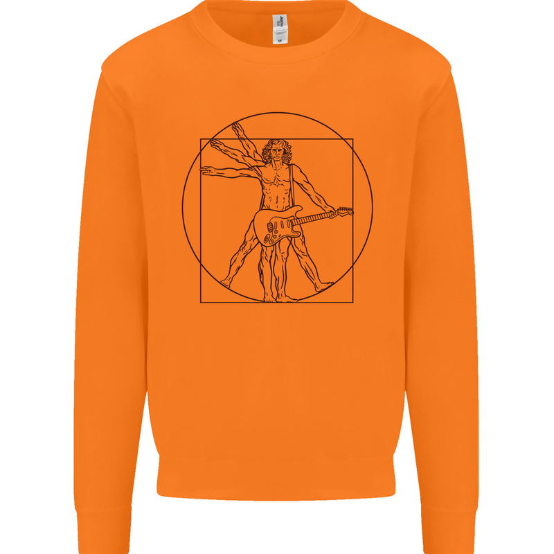 Guitar Vitruvian Man Guitarist Mens Sweatshirt Jumper Orange