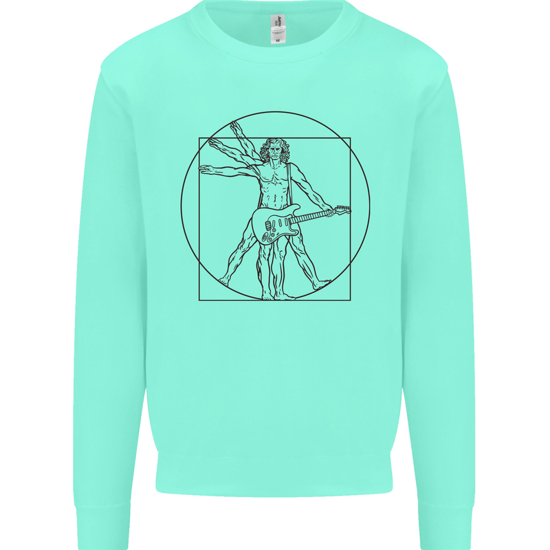 Guitar Vitruvian Man Guitarist Mens Sweatshirt Jumper Peppermint