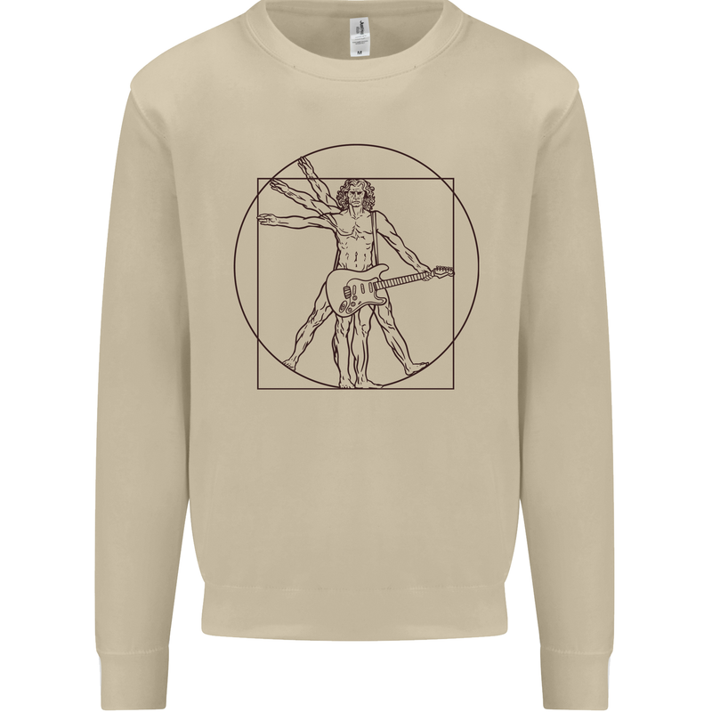 Guitar Vitruvian Man Guitarist Mens Sweatshirt Jumper Sand
