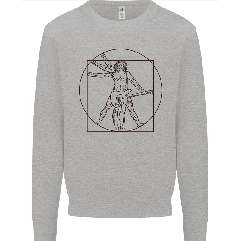Guitar Vitruvian Man Guitarist Mens Sweatshirt Jumper Sports Grey