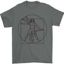 Guitar Vitruvian Man Guitarist Mens T-Shirt Cotton Gildan Charcoal