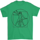 Guitar Vitruvian Man Guitarist Mens T-Shirt Cotton Gildan Irish Green