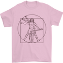 Guitar Vitruvian Man Guitarist Mens T-Shirt Cotton Gildan Light Pink