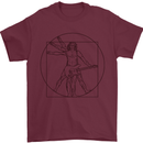 Guitar Vitruvian Man Guitarist Mens T-Shirt Cotton Gildan Maroon