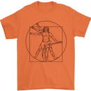 Guitar Vitruvian Man Guitarist Mens T-Shirt Cotton Gildan Orange