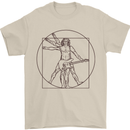 Guitar Vitruvian Man Guitarist Mens T-Shirt Cotton Gildan Sand