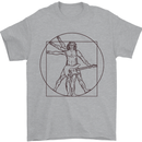 Guitar Vitruvian Man Guitarist Mens T-Shirt Cotton Gildan Sports Grey