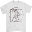 Guitar Vitruvian Man Guitarist Mens T-Shirt Cotton Gildan White