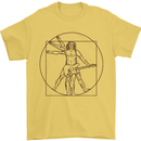 Guitar Vitruvian Man Guitarist Mens T-Shirt Cotton Gildan Yellow