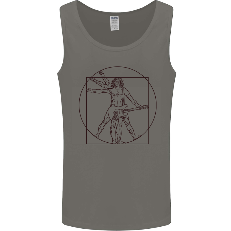 Guitar Vitruvian Man Guitarist Mens Vest Tank Top Charcoal