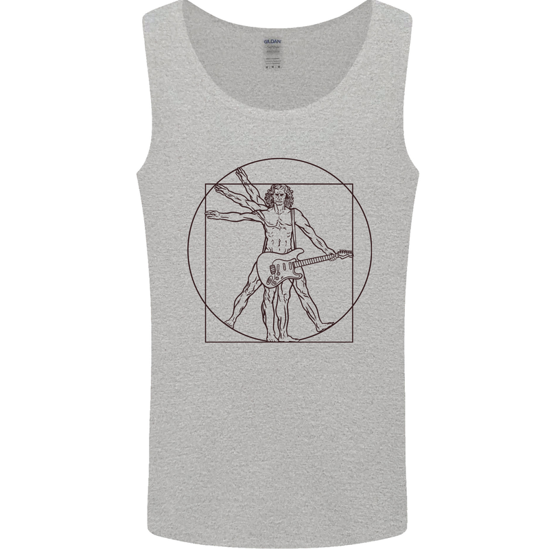 Guitar Vitruvian Man Guitarist Mens Vest Tank Top Sports Grey