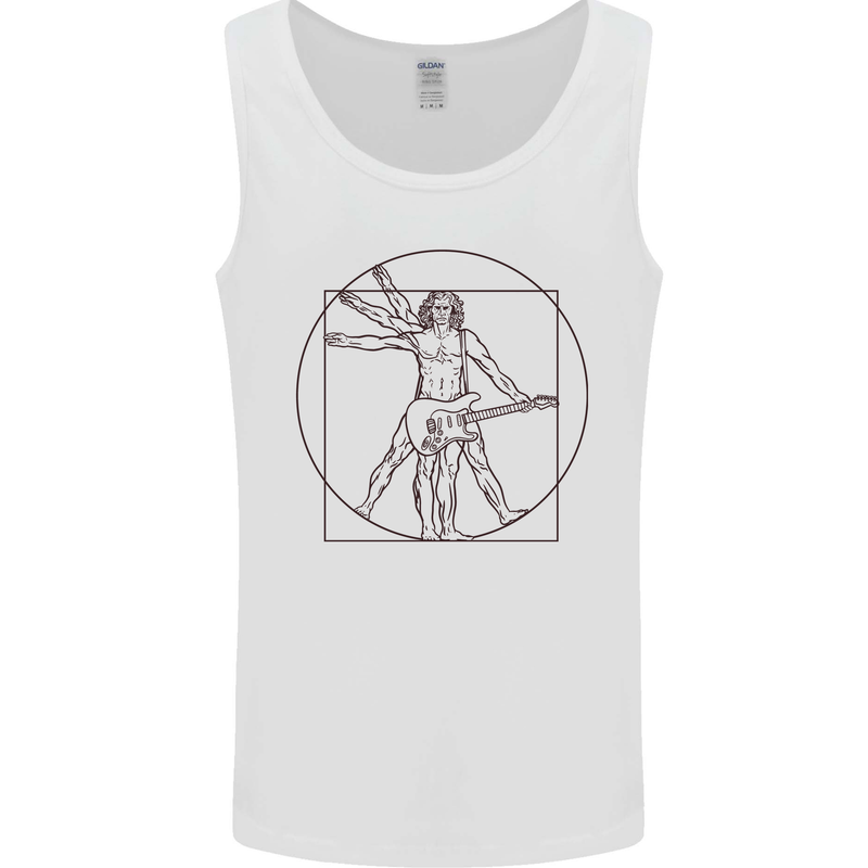 Guitar Vitruvian Man Guitarist Mens Vest Tank Top White