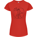 Guitar Vitruvian Man Guitarist Womens Petite Cut T-Shirt Red