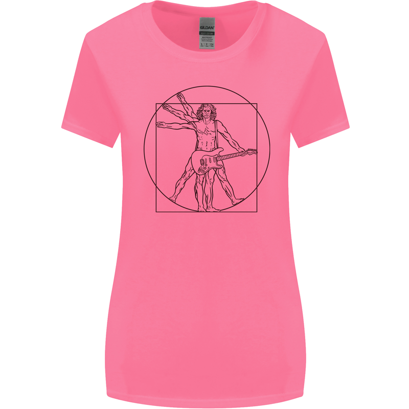 Guitar Vitruvian Man Guitarist Womens Wider Cut T-Shirt Azalea