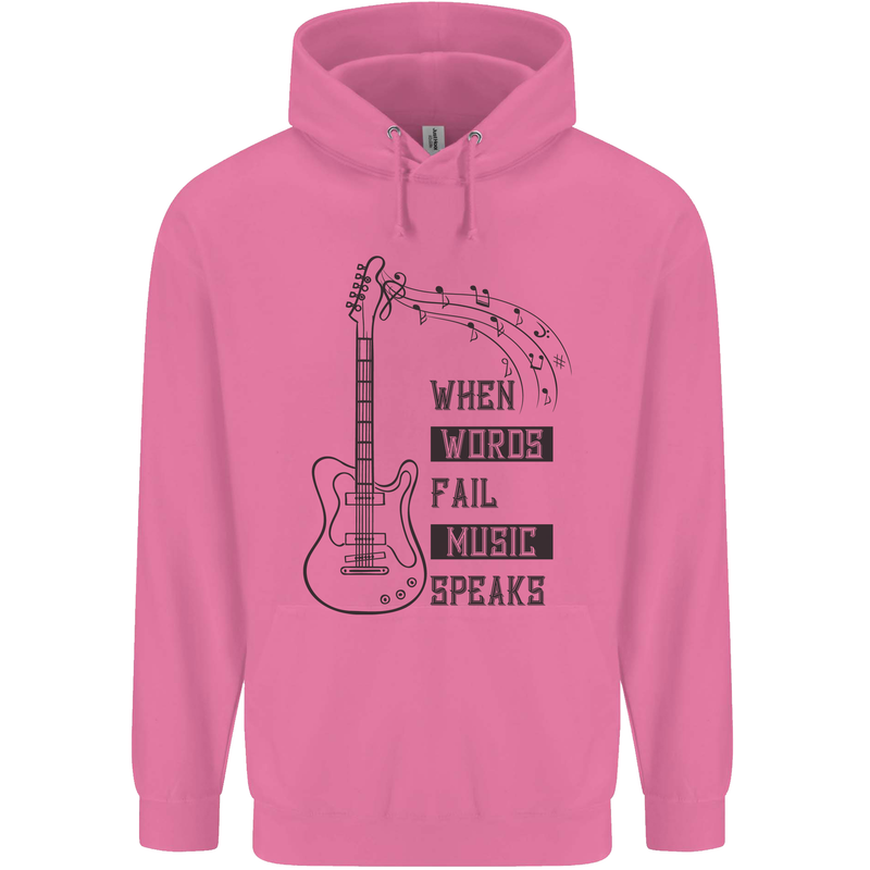 Guitar When Words Fail Music Speaks Childrens Kids Hoodie Azalea