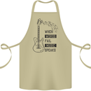 Guitar When Words Fail Music Speaks Cotton Apron 100% Organic Khaki