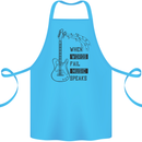 Guitar When Words Fail Music Speaks Cotton Apron 100% Organic Turquoise