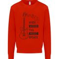 Guitar When Words Fail Music Speaks Kids Sweatshirt Jumper Bright Red