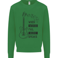 Guitar When Words Fail Music Speaks Kids Sweatshirt Jumper Irish Green