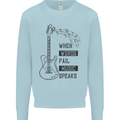 Guitar When Words Fail Music Speaks Kids Sweatshirt Jumper Light Blue