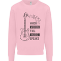 Guitar When Words Fail Music Speaks Kids Sweatshirt Jumper Light Pink