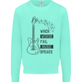 Guitar When Words Fail Music Speaks Kids Sweatshirt Jumper Peppermint