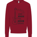 Guitar When Words Fail Music Speaks Kids Sweatshirt Jumper Red