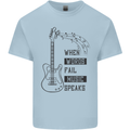 Guitar When Words Fail Music Speaks Kids T-Shirt Childrens Light Blue