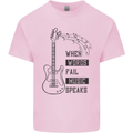 Guitar When Words Fail Music Speaks Kids T-Shirt Childrens Light Pink