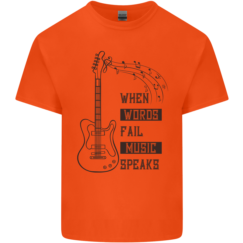 Guitar When Words Fail Music Speaks Kids T-Shirt Childrens Orange