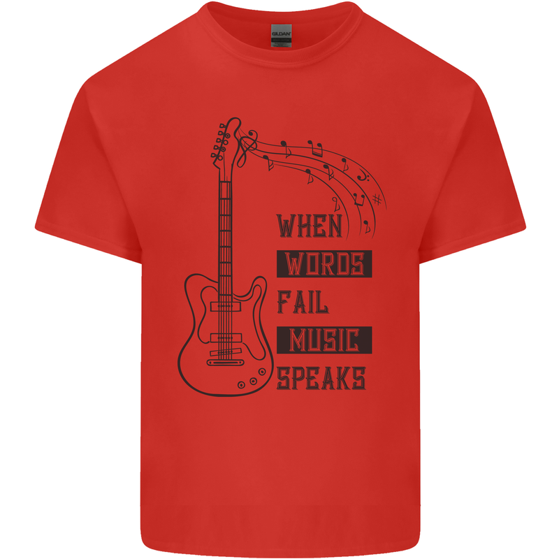 Guitar When Words Fail Music Speaks Kids T-Shirt Childrens Red