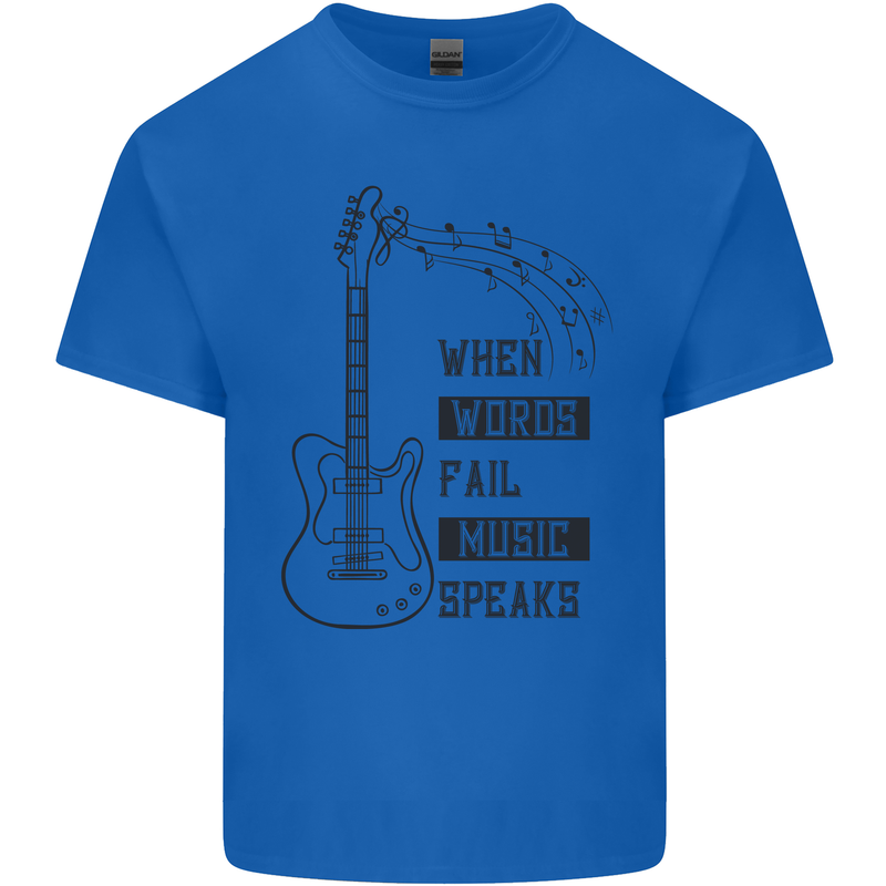 Guitar When Words Fail Music Speaks Kids T-Shirt Childrens Royal Blue