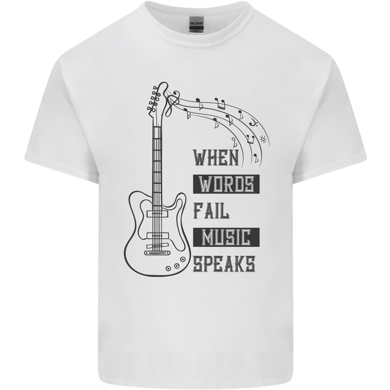 Guitar When Words Fail Music Speaks Kids T-Shirt Childrens White