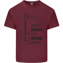 Guitar When Words Fail Music Speaks Mens Cotton T-Shirt Tee Top Maroon