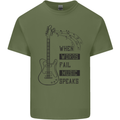 Guitar When Words Fail Music Speaks Mens Cotton T-Shirt Tee Top Military Green