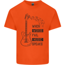 Guitar When Words Fail Music Speaks Mens Cotton T-Shirt Tee Top Orange