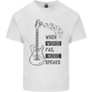 Guitar When Words Fail Music Speaks Mens Cotton T-Shirt Tee Top White
