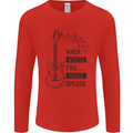 Guitar When Words Fail Music Speaks Mens Long Sleeve T-Shirt Red