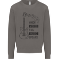 Guitar When Words Fail Music Speaks Mens Sweatshirt Jumper Charcoal