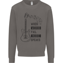 Guitar When Words Fail Music Speaks Mens Sweatshirt Jumper Charcoal