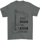 Guitar When Words Fail Music Speaks Mens T-Shirt 100% Cotton Charcoal