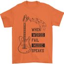 Guitar When Words Fail Music Speaks Mens T-Shirt 100% Cotton Orange
