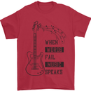 Guitar When Words Fail Music Speaks Mens T-Shirt 100% Cotton Red
