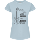 Guitar When Words Fail Music Speaks Womens Petite Cut T-Shirt Light Blue