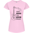 Guitar When Words Fail Music Speaks Womens Petite Cut T-Shirt Light Pink