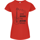 Guitar When Words Fail Music Speaks Womens Petite Cut T-Shirt Red