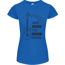 Guitar When Words Fail Music Speaks Womens Petite Cut T-Shirt Royal Blue