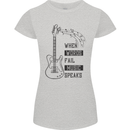 Guitar When Words Fail Music Speaks Womens Petite Cut T-Shirt Sports Grey